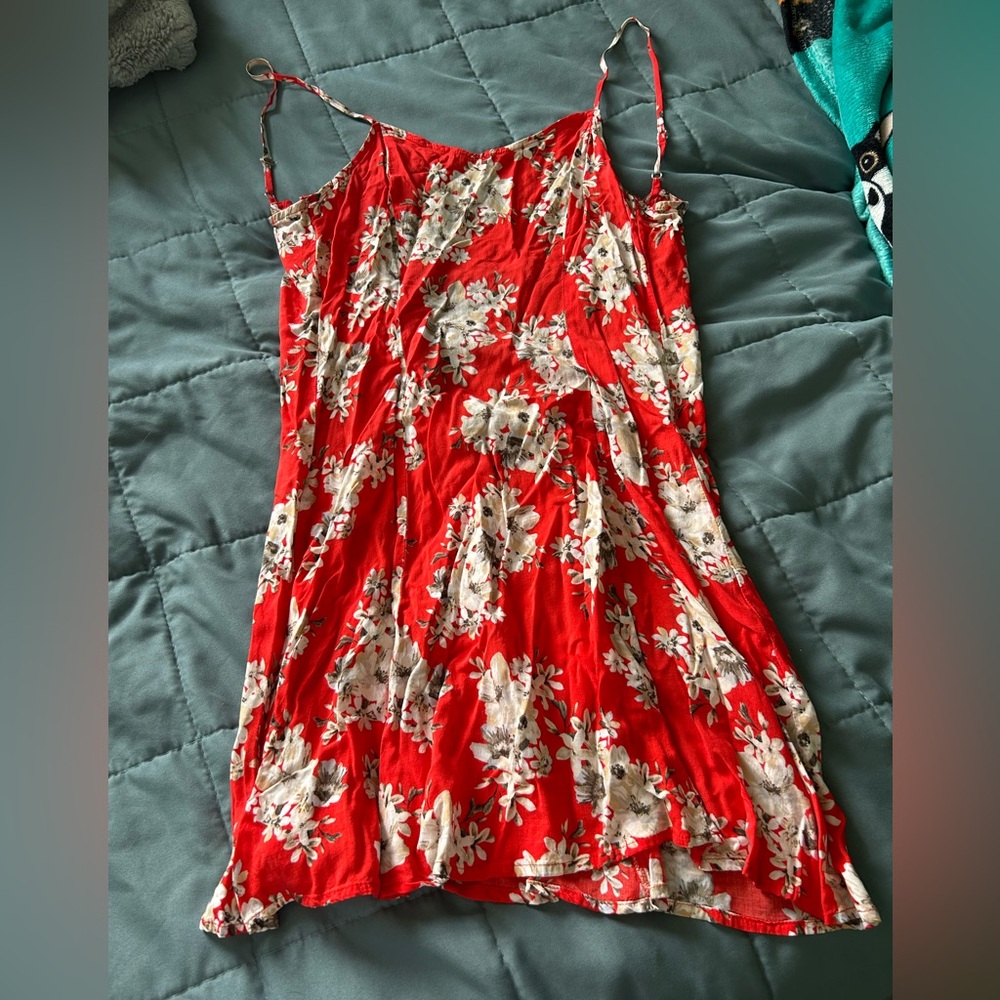 Floral Red Sleeveless Dress